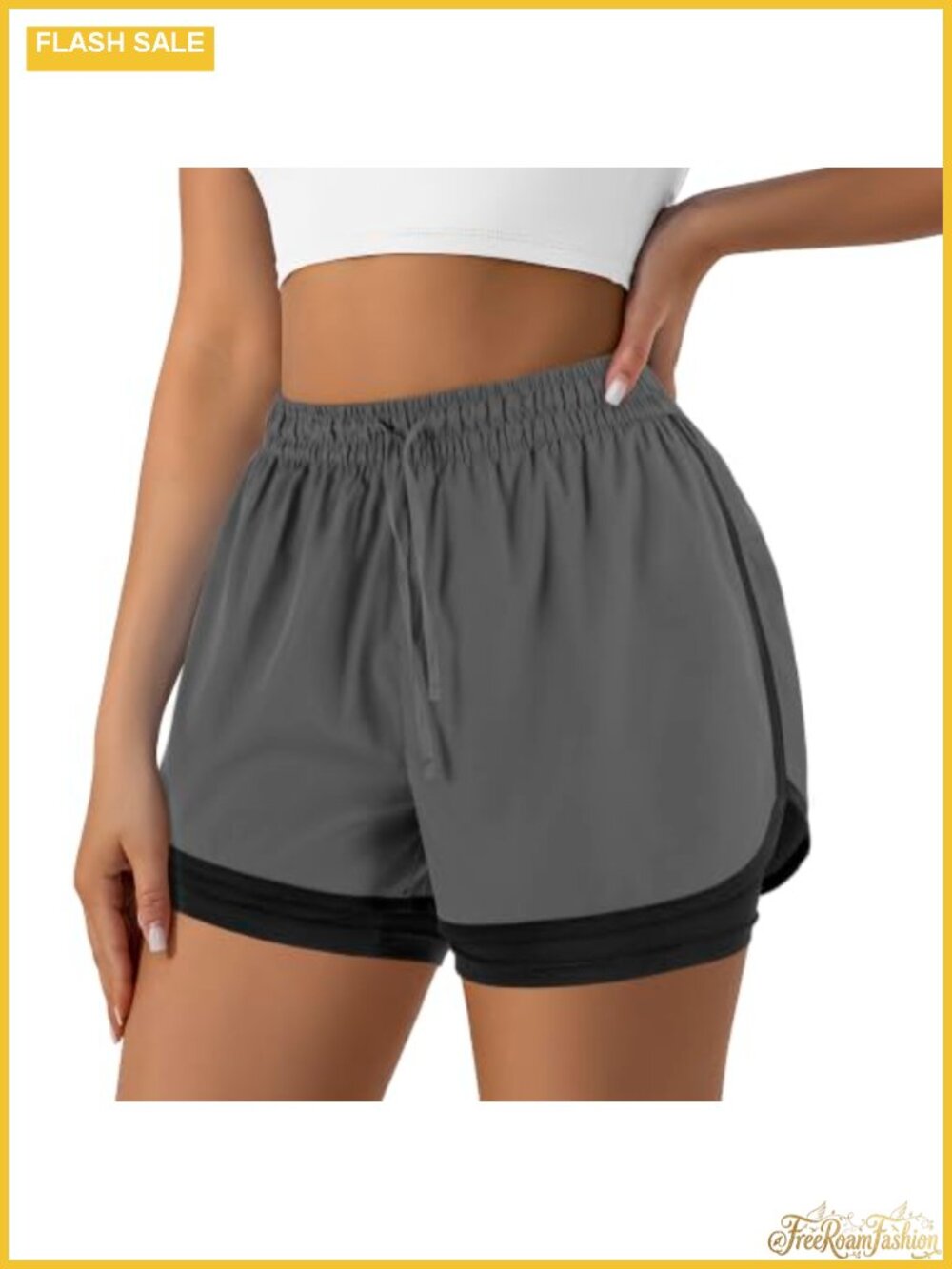 Women's 2-in-1 Running Shorts with Liner Pockets High-Waisted Athletic Workout